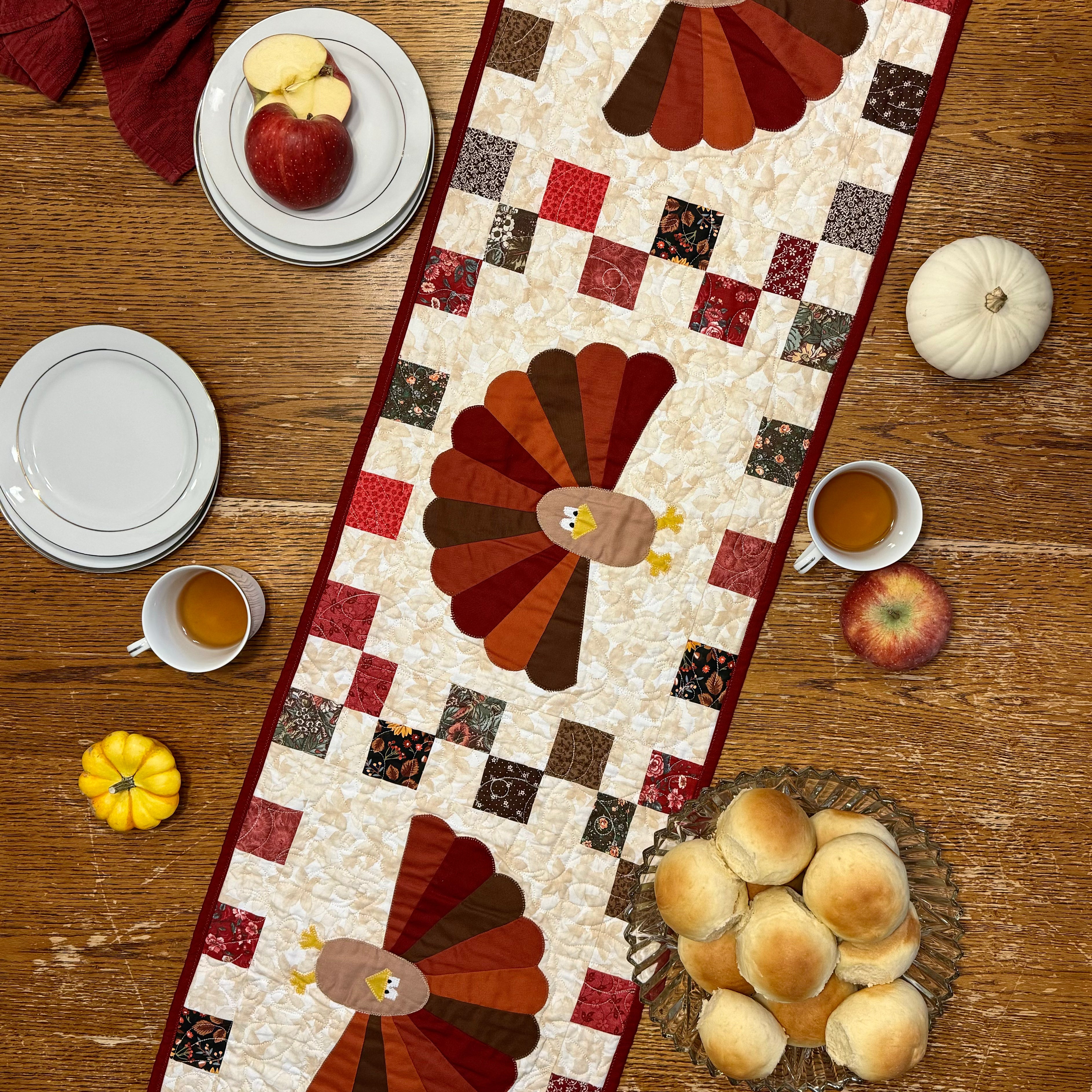 Turkey Thanksgiving Quilted Table Runner Precut Quilt Kit