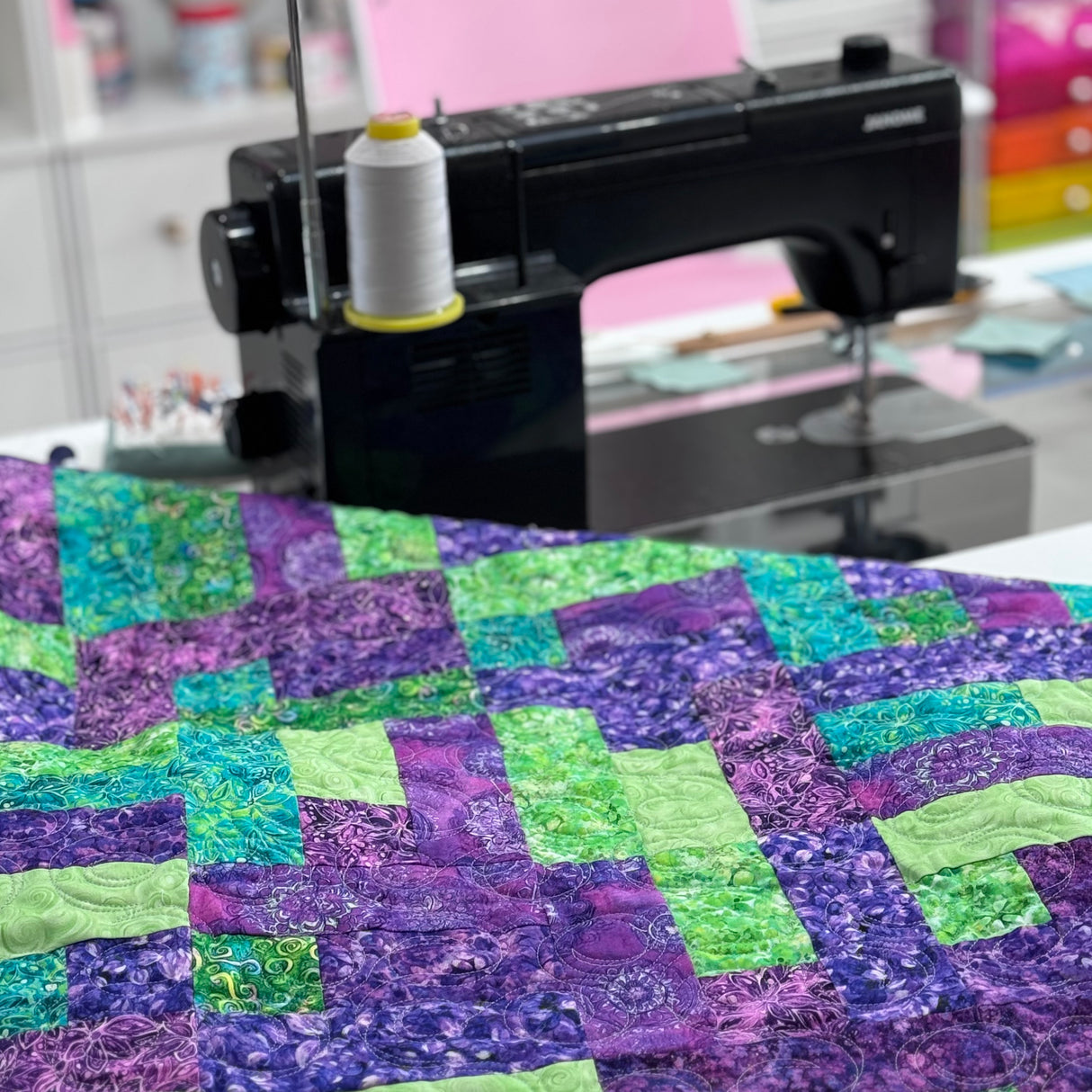Purple and Lime Over and Under Precut Quilt Kit