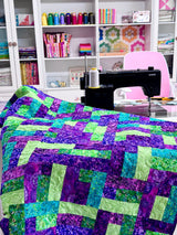 Purple and Lime Over and Under Precut Quilt Kit