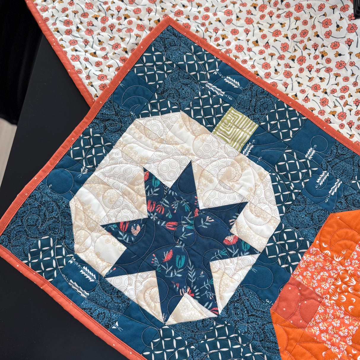 Limited Edition Navy Blue Pumpkin Table Runner Precut Quilt Kit