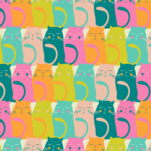 Catitude Snooze Bright Cat Fabric Art Gallery Fabrics by the yard