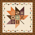 Pressed Leaves quilt pattern by Sandy Gervais showing a 62 x 62 inch quilt with a large pieced leaf surrounded by sampler blocks - P157-PRESSEDLEAVES
