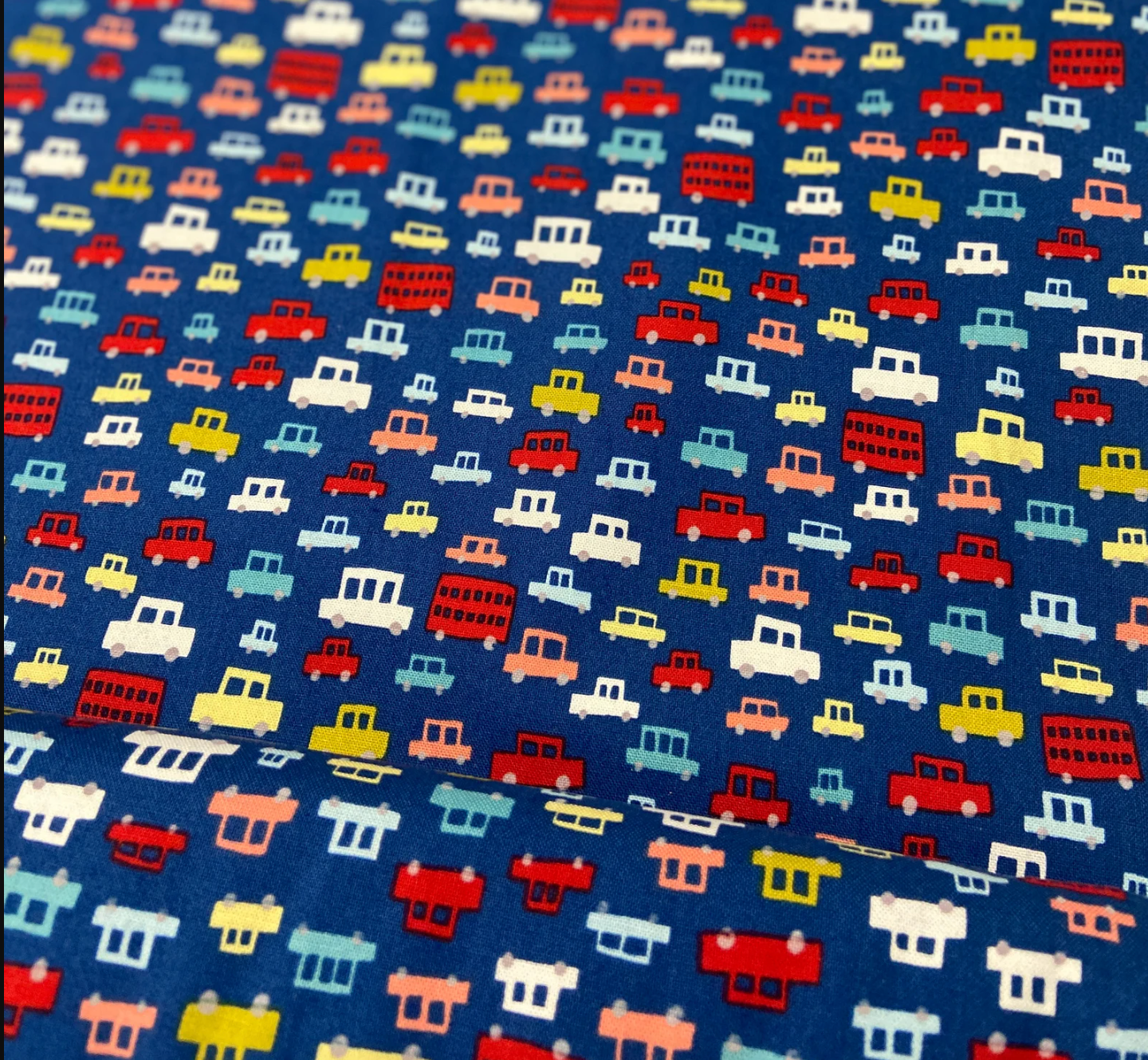 Tissu Minky Little Blue Cars au mètre Tut Tut de Michael Miller Fabrics