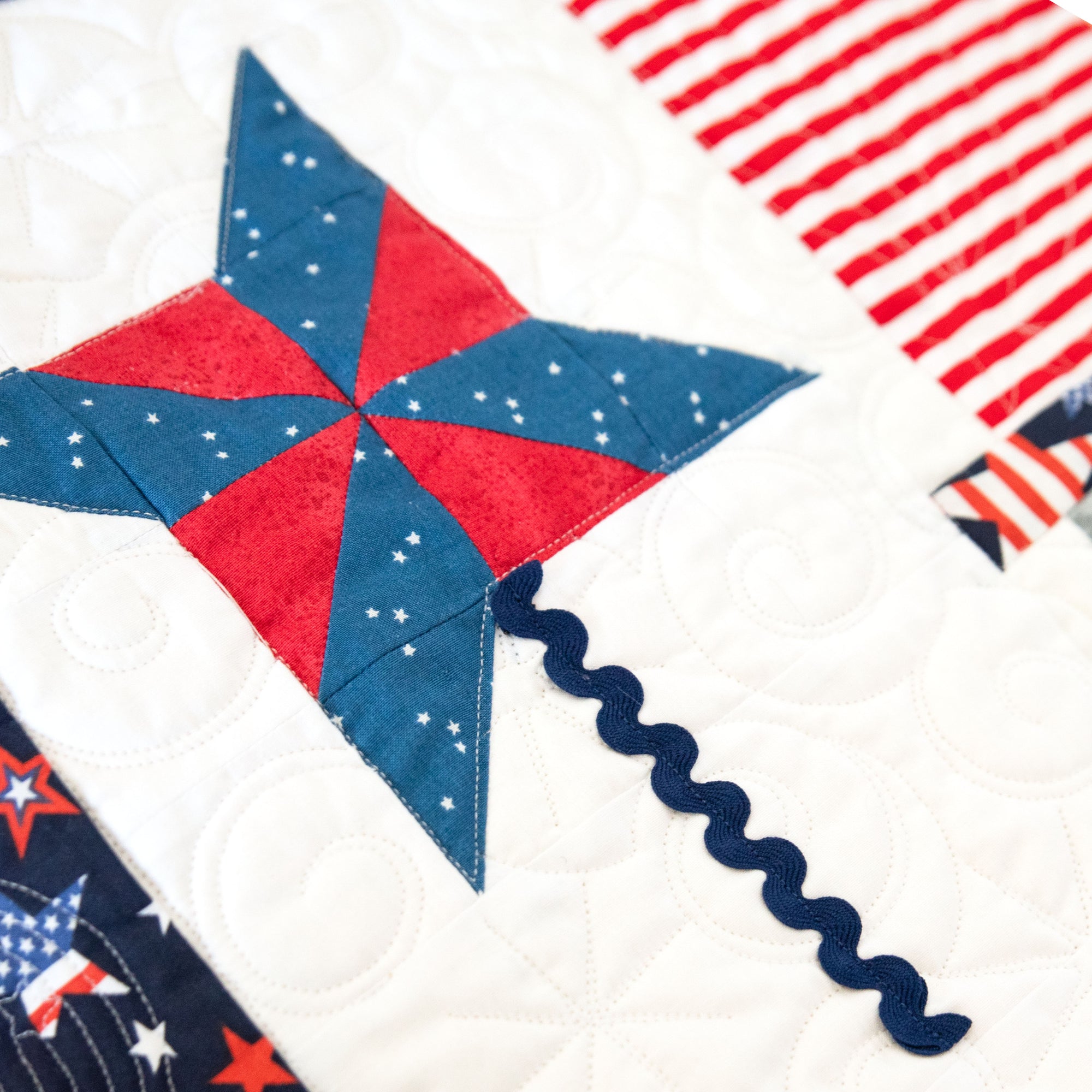 Patriotic Gnomes Quilted Table Runner Precut Quilt Kit Block Party