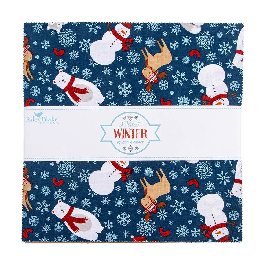 A Perfect Winter 10 inch Stacker layer cake 42 pieces by Lori Whitlock for Riley Blake Designs 10-17990-42 winter snowflake