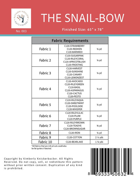 Autumn Hollow Patchwork The Snail-Bow quilt pattern preview