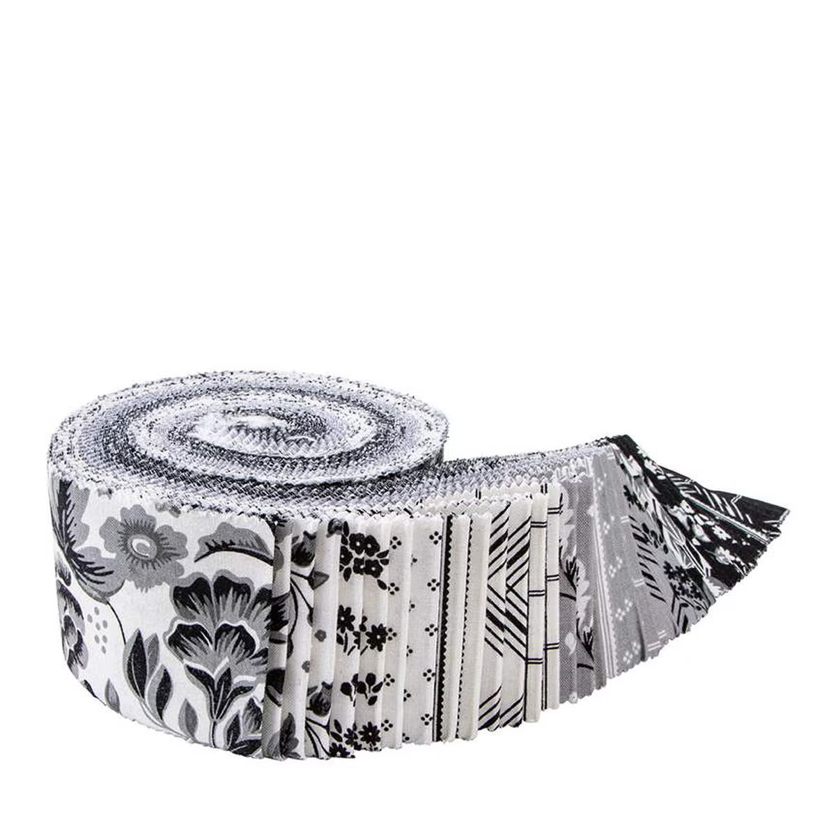 Midnight Meadow Black and White Jelly Roll - Riley Blake