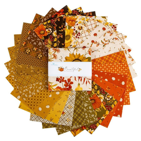 Bountiful 5 inch charm pack 42 pieces Sandy Gervais Riley Blake Designs harvest floral