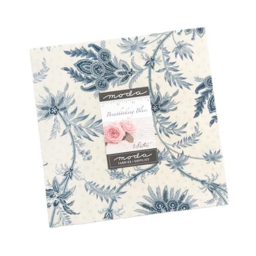 Breathtaking Blues Layer Cake 10 inch squares 42 pieces by 3 Sisters for Moda Fabrics 44400LC blue floral geometric Made in Korea