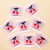 Pink Cherries Handmade Woven Quilt Labels Minki Kim #001