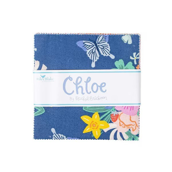 Chloe 5 in Squares Riley Blake Floral Fabric Charm Pack