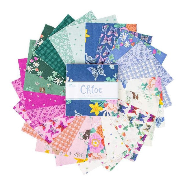Chloe 5 in Squares Riley Blake Floral Fabric Charm Pack
