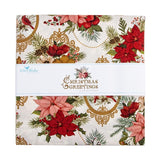 Christmas Greetings 10 inch Square Layer Cake precut quilt fabric by Sandy Gervais for Riley Blake Designs 10-17660-42