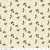 Christmas Greetings Holly Cream fabric by Sandy Gervais for Riley Blake Designs C17663-CREAM holly leaves berries cream