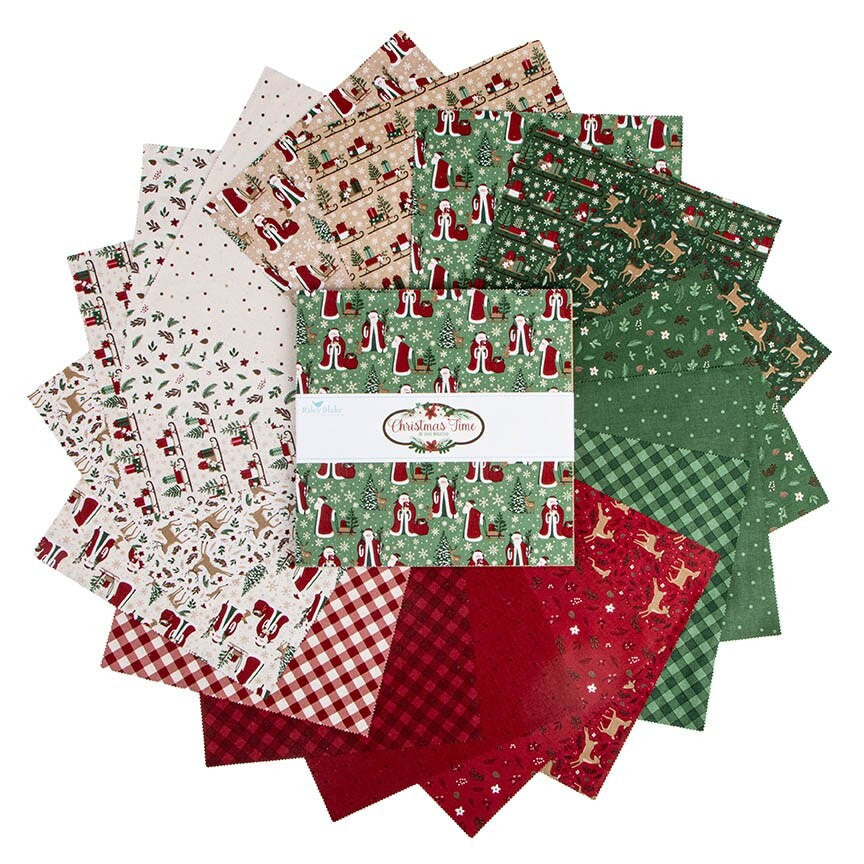 Christmas Time 10 inch layer cake 42 pieces Dani Mogstad Riley Blake Designs Christmas holiday