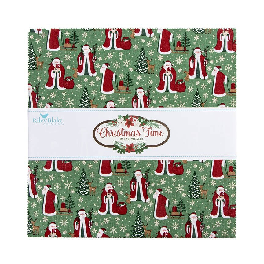 Christmas Time 10 inch Stacker layer cake precut quilt fabric by Dani Mogstad for Riley Blake Designs 10-17820-42 holiday