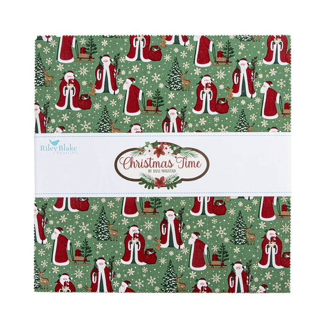 Christmas Time 10 inch Stacker layer cake precut quilt fabric by Dani Mogstad for Riley Blake Designs 10-17820-42 holiday