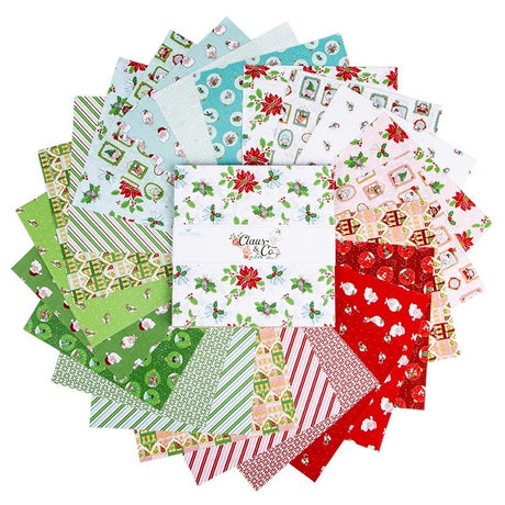 Claus and Co 10 inch layer cake 42 pieces Melissa Mortenson Riley Blake Designs holiday Santa