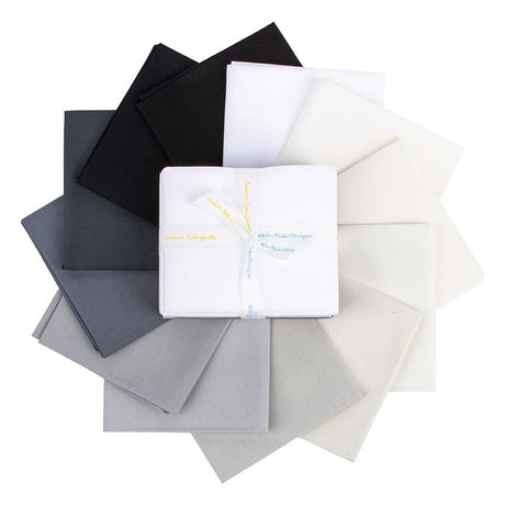Confetti Cotton Stormy Fat Quarter Bundle showing all 12 colors neutral palette Riley Blake Designs
