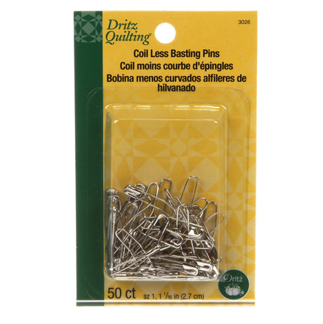 Dritz Coil-less Curved Safety Pins Size 1 50 count quilting basting pins