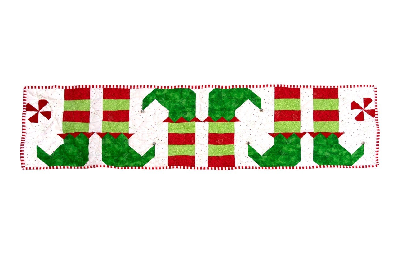 Kit de courtepointe prédécoupé pour chemin de table de Noël Elf Feet
