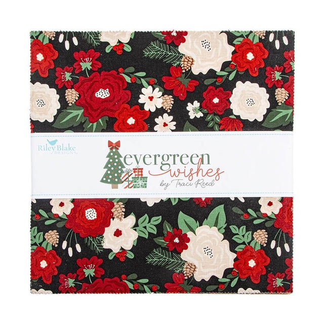 Evergreen Wishes 10 inch Square Layer Cake precut quilt fabric by Traci Reed for Riley Blake Designs 10-17810-42