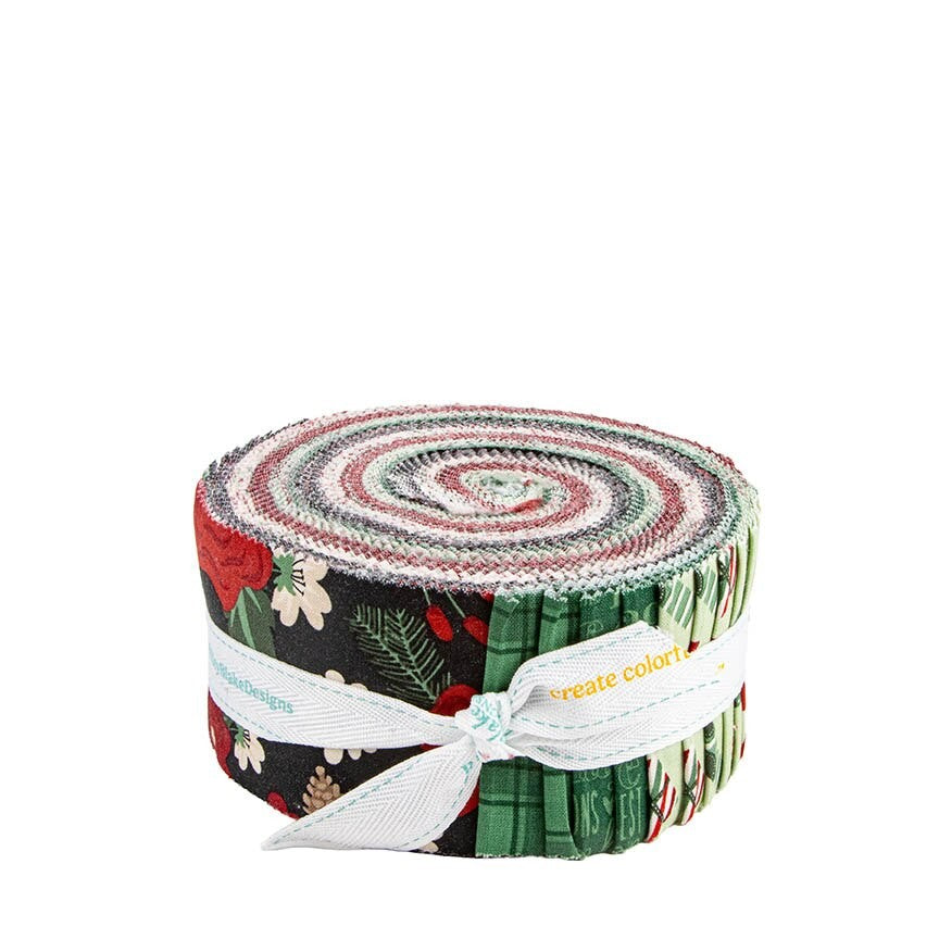 Evergreen Wishes Jelly Roll 2.5 inch strips 40 pieces by Traci Reed for Riley Blake Designs RP-17810-40 Christmas holiday