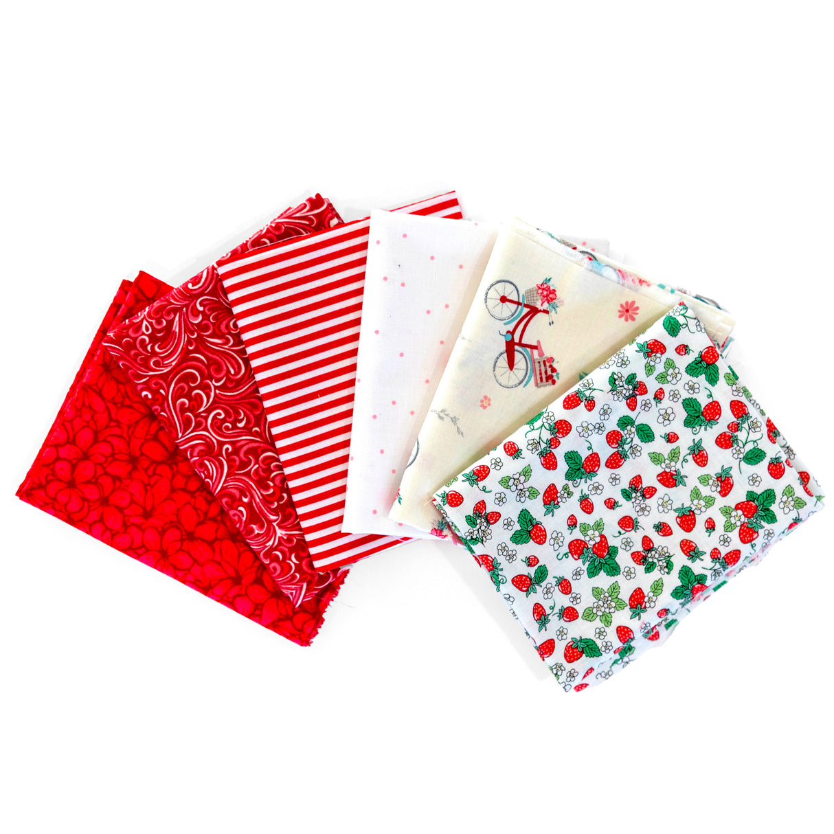 Strawberries and Cream Curated Fat Quarter Bundle - 6 fat quarter pack