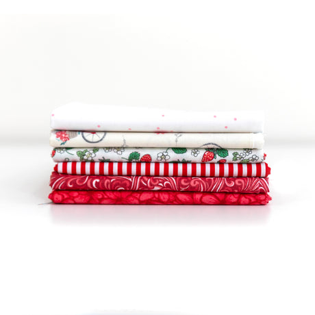 Strawberries and Cream Curated Fat Quarter Bundle - 6 fat quarter pack