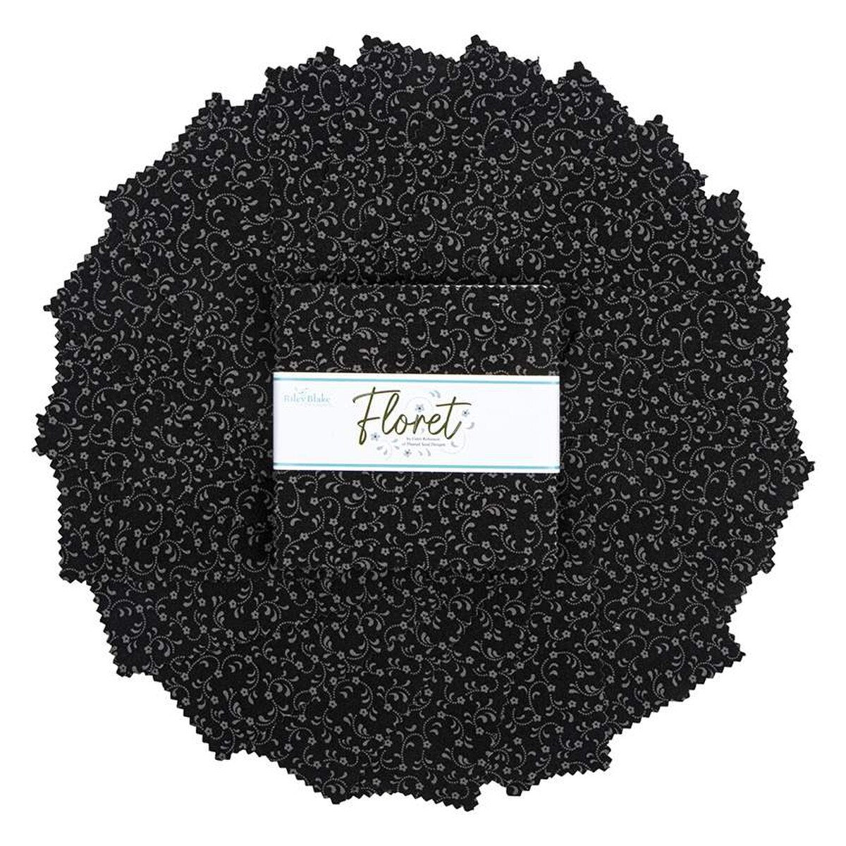 Floret Black 5" Stacker Riley Blake