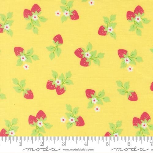 Fruit Salad Sunshine fabric by Corey Yoder for Moda Fabrics by the yard 29243 17 yellow strawberry novelty print