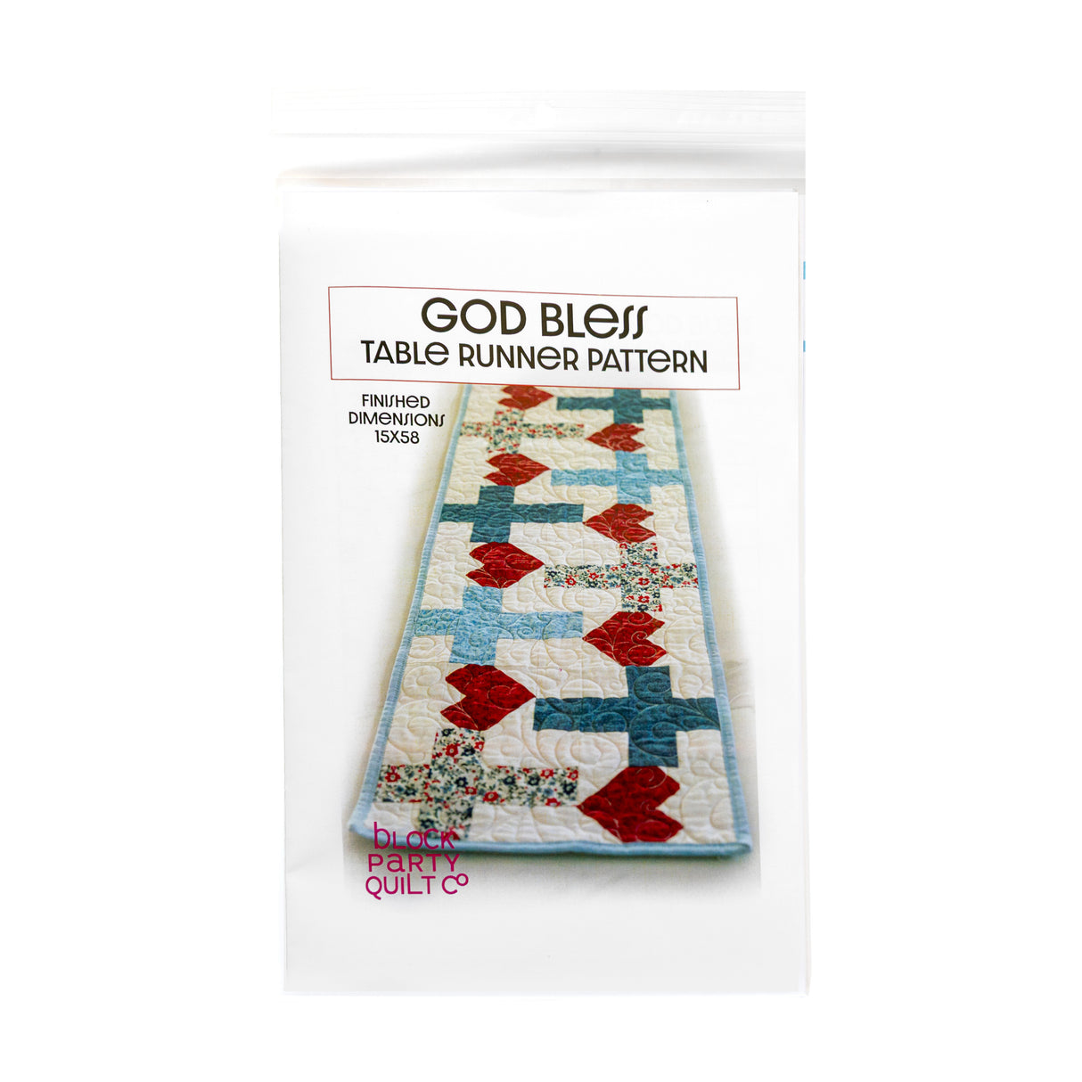 God Bless Crosses and Hearts Table Runner Pattern