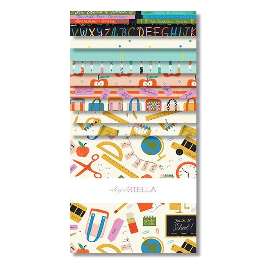 Hall Pass 10 inch Square Pack 42 pieces by Dear Stella CPSTELLA-SQUARE digitally printed layer cake novelty school