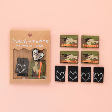 Camo and Barbed Wire Woven Handmade Label Pack from Sarah Hearts