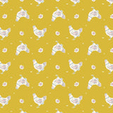 Happy Hens Gold Cloud 9 Fabrics Happy Homestead organic quilting cotton detail