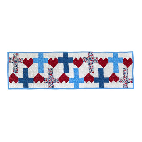 God Bless America Crosses and Hearts Quilted Table Runner Kit