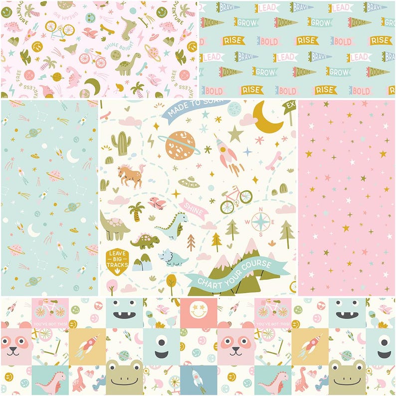Brave Your Way petal colorway quilting cotton prints by Cayla Naylor, Riley Blake Designs