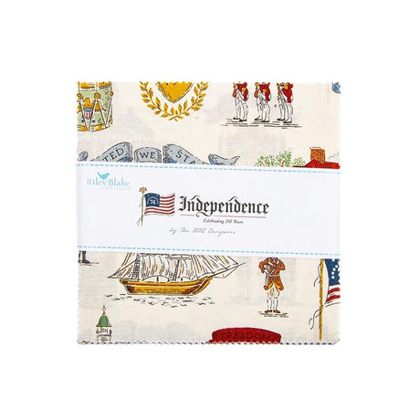 Independence 5 inch Stacker charm pack precut patriotic quilt fabric by RBD Designers for Riley Blake Designs 5-17330-42