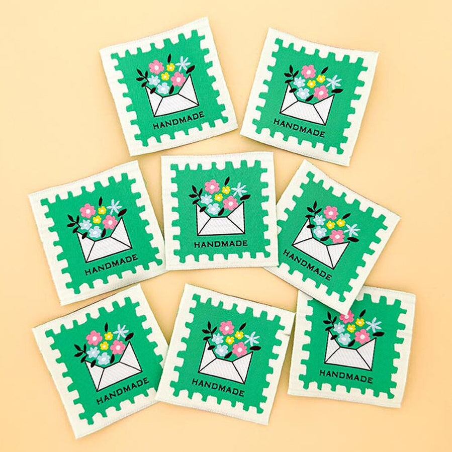 Green Love Letters Handmade Woven Quilt Labels Minki Kim #005