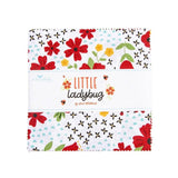 Little Ladybug 5 inch charm pack detail Lori Whitlock Riley Blake Designs red black white floral