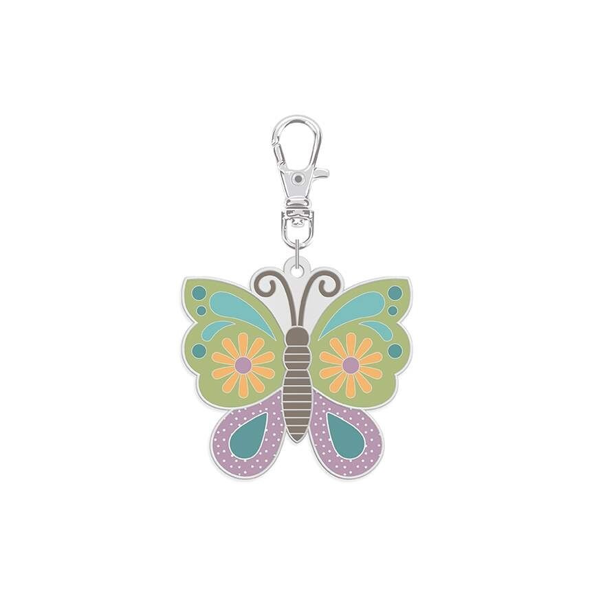 Lori Holt Enamel Happy Charm Butterfly zipper pull scissor fob keychain
