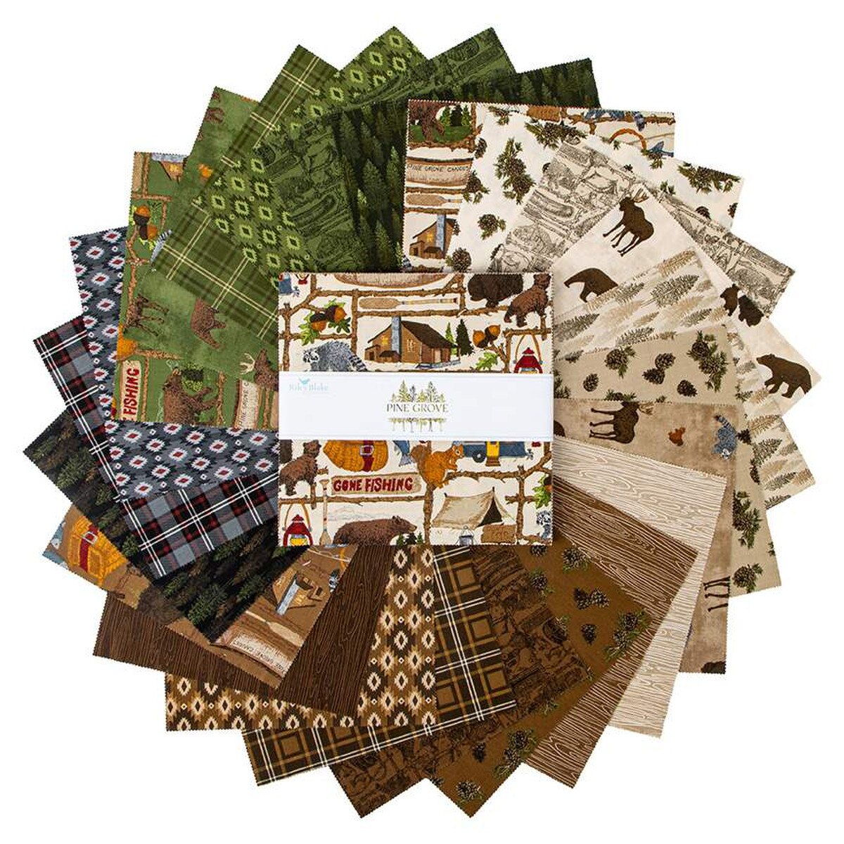 Tissu de camping Riley Blake Pine Grove, paquet carré de 10 pouces