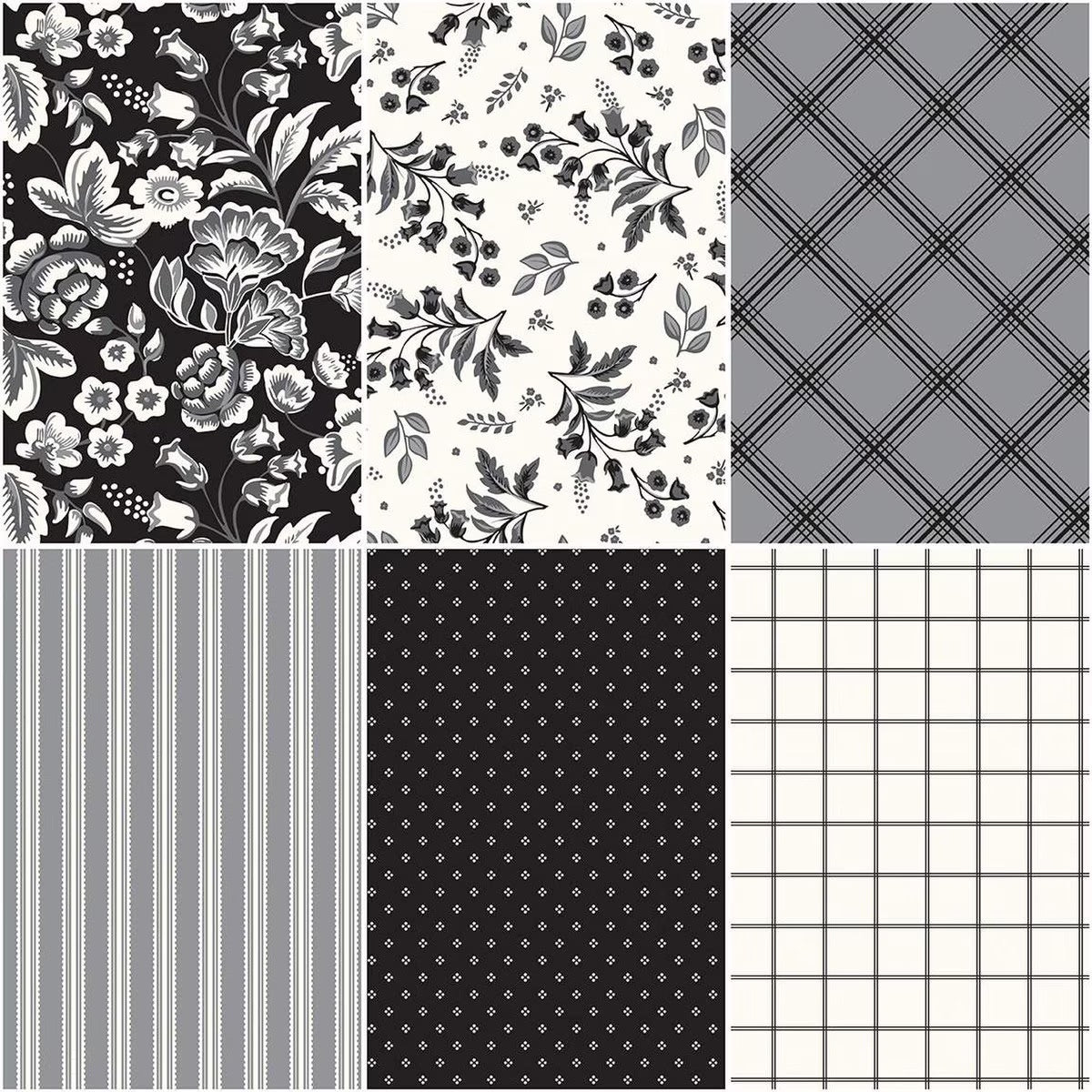 Midnight Meadow Black and White Jelly Roll - Riley Blake