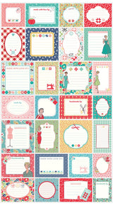 My Happy Place Label Panel Multi fabric by Lori Holt for Riley Blake Designs P9316-MULTI quilting labels colorful