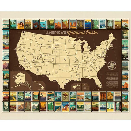 National Parks Poster Panel USA Map fabric by Anderson Design Group for Riley Blake Designs P9157-POSTER