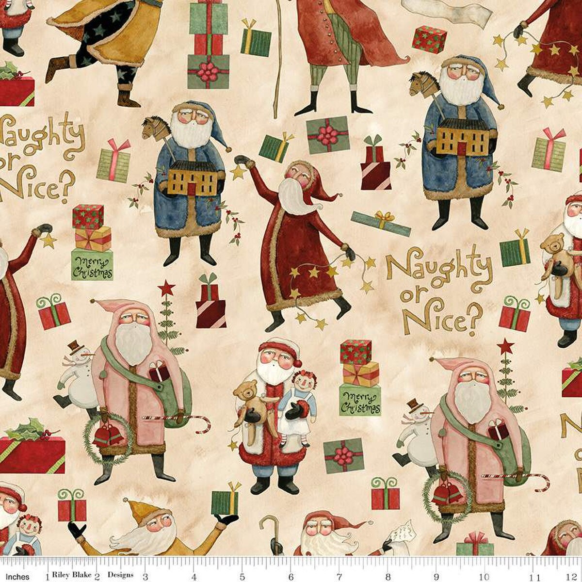 Naughty or Nice 5" Charm Pack Teresa Kogut for Riley Blake