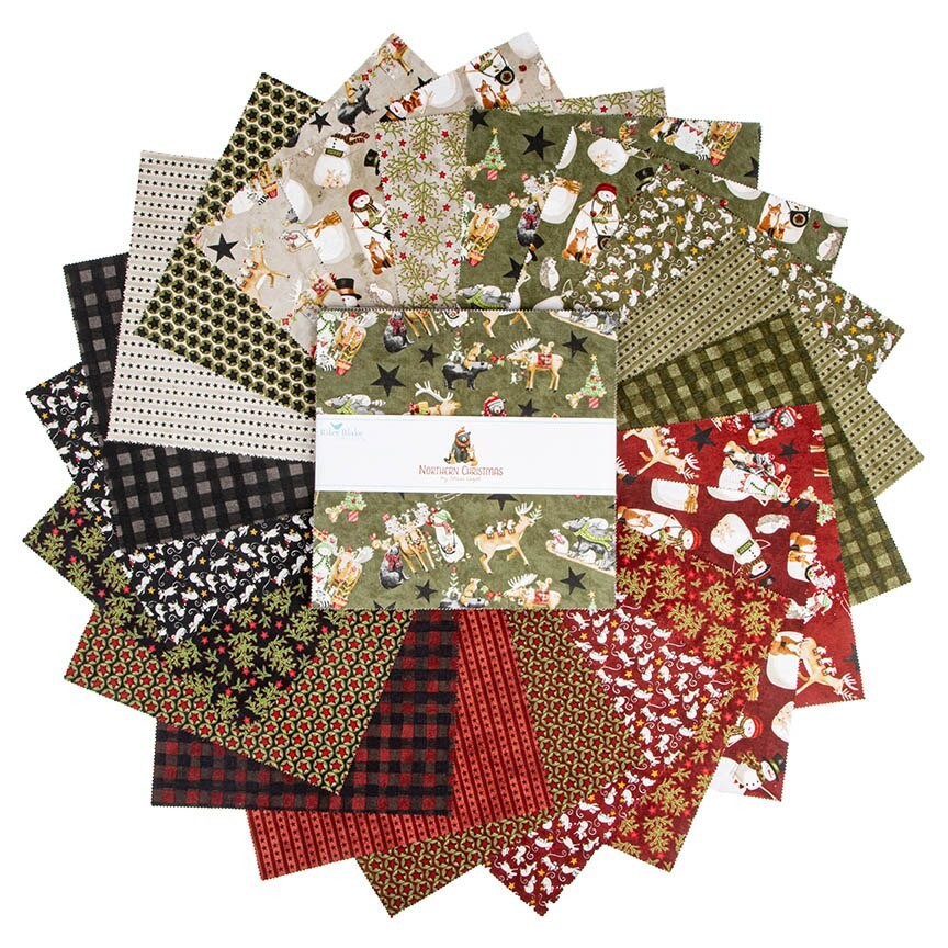 Northern Christmas 10 inch layer cake 42 pieces Teresa Kogut Riley Blake Designs folk art holiday woodland