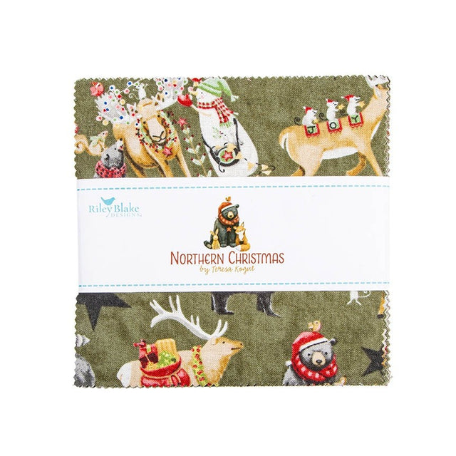 Northern Christmas 5 inch Stacker charm pack precut quilt fabric by Teresa Kogut for Riley Blake Designs 5-17830-42