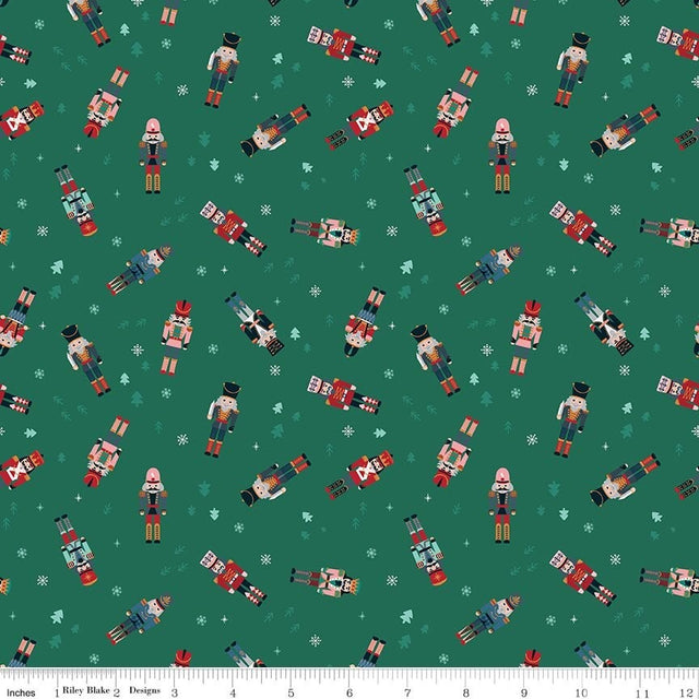 Nutcracker Tradition Nutcracker Toss Pine fabric by Jennifer Long for Riley Blake Designs by the yard CD17672-PINE green holiday