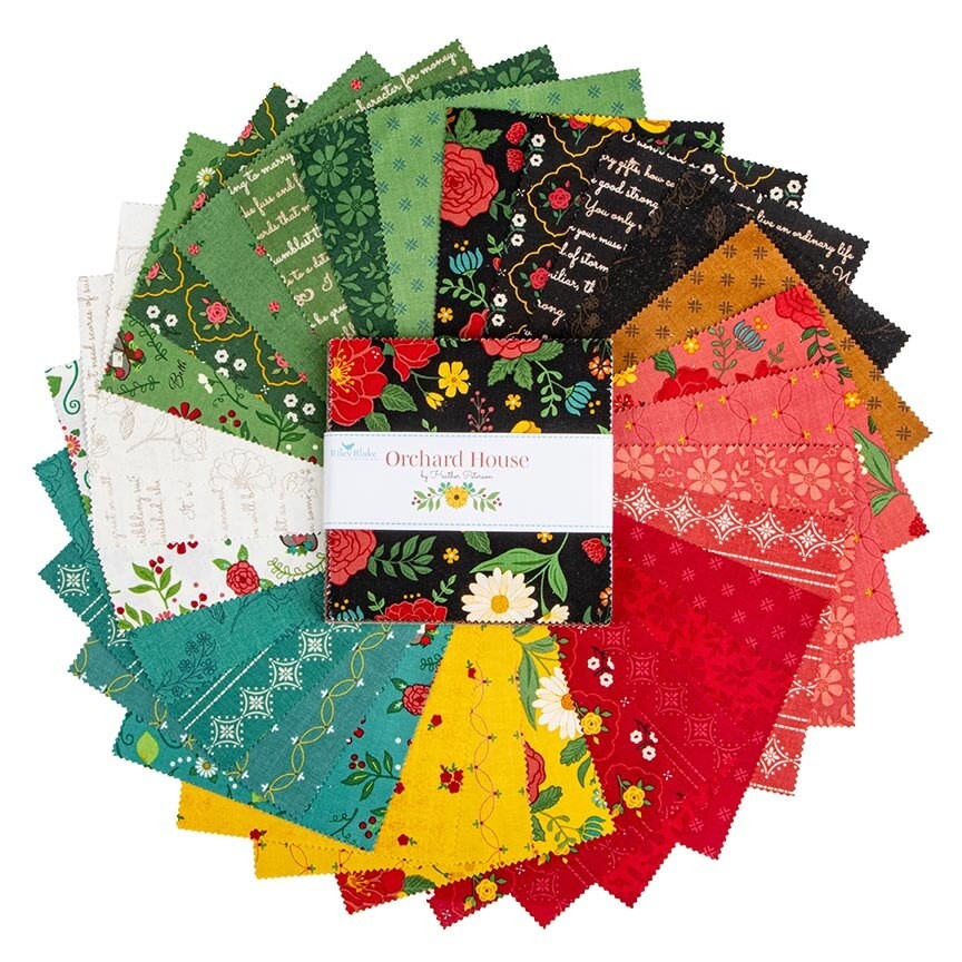 Orchard House 5 inch charm pack 42 pieces Heather Peterson Riley Blake Designs floral cottage
